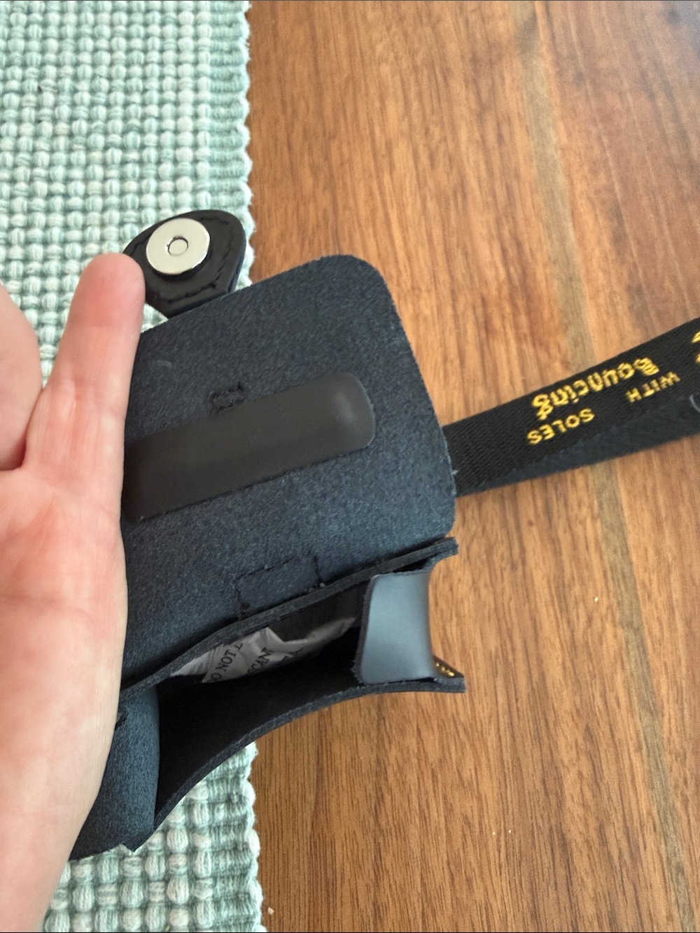 Dr. Martens Black Leather Mini Satchel Keychain with Yellow Stitching - Picture 5 of 11